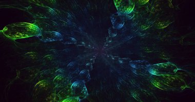 Soyut çok renkli fraktal ışık arkaplanı 3B görüntüleme