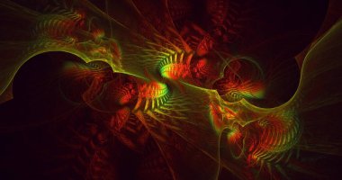 Soyut fraktal ışık arkaplanı 3 boyutlu oluşturuluyor