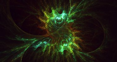 Üç boyutlu soyut fraktal elektromanyetik arkaplan oluşturma 