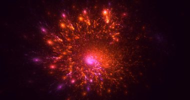 Soyut fraktal ışık arkaplanı 3 boyutlu oluşturuluyor