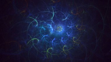 3B soyut viral şekil fraktal arkaplan oluşturma