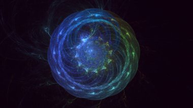 3B soyut viral şekil fraktal arkaplan oluşturma