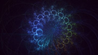 3B el ile soyut renkli fraktal ışık arkaplanı oluşturma