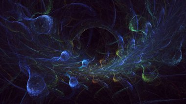 3B el ile soyut renkli fraktal ışık arkaplanı oluşturma