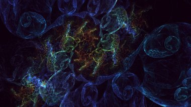 3B el ile soyut renkli fraktal ışık arkaplanı oluşturma