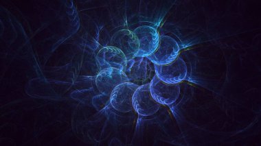 3B elle hazırlanmış soyut daire ışık arkaplanı