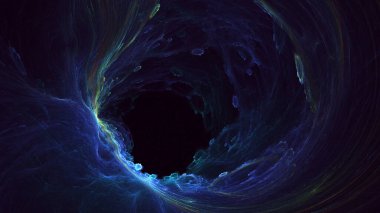 Soyut mavi fraktal ışık arkaplanı 3 boyutlu oluşturuluyor