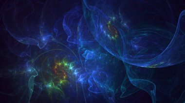 3B el ile soyut renkli fraktal ışık arkaplanı oluşturma