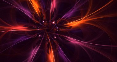 3B elle hazırlanmış soyut sevgililer günü kırmızı fraktal ışık arkaplanı