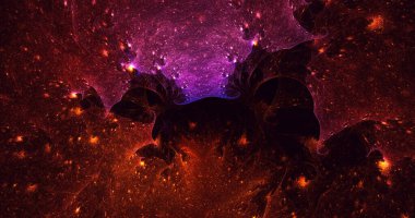 3B elle hazırlanmış soyut teknoloji fraktal arkaplan