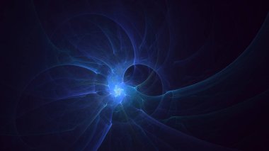 3D, soyut fraktal arkaplan astronotu göksel mucizelere ve galaksilere hayran.