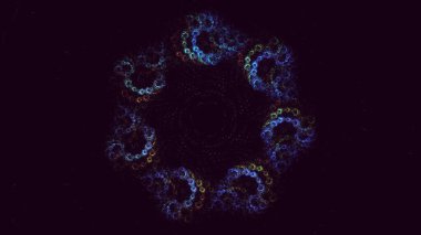 3D, soyut fraktal arkaplan astronotu göksel mucizelere ve galaksilere hayran.