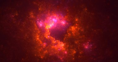 3D, soyut fraktal arkaplan astronotu göksel mucizelere ve galaksilere hayran.