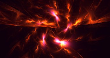 3D, soyut fraktal arkaplan astronotu göksel mucizelere ve galaksilere hayran.