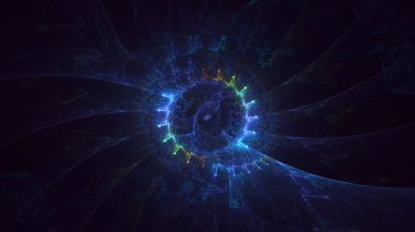 Soyut çok renkli fraktal ışık arkaplanı 3B görüntüleme