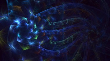 3B el ile soyut renkli fraktal ışık arkaplanı oluşturma