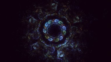 Soyut fraktal ışık arkaplanı 3D elle oluşturuluyor. Bu AI Generatd illüstrasyonu değil.