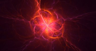 3D elle, soyut fraktal elektromanyetik arkaplan oluşturma. Bu AI Generatd illüstrasyonu değil.