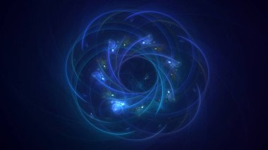 3D el yapımı soyut mavi fraktal ışık arkaplanı. Bu AI Generatd illüstrasyonu değil.