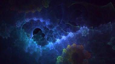 3D el yapımı soyut çoklu renk teknolojisi fraktal ışık arkaplanı. Bu AI Generatd illüstrasyonu değil.