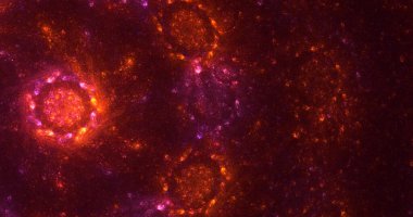 3D el yapımı soyut çoklu renk teknolojisi fraktal ışık arkaplanı. Bu AI Generatd illüstrasyonu değil.