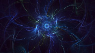 3D el yapımı soyut çoklu renk teknolojisi fraktal ışık arkaplanı. Bu AI Generatd illüstrasyonu değil.