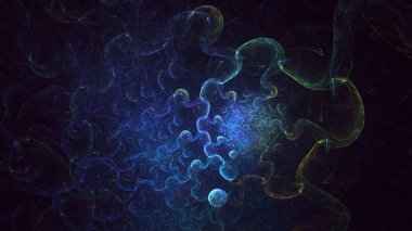 3D el yapımı soyut çoklu renk teknolojisi fraktal ışık arkaplanı. Bu AI Generatd illüstrasyonu değil.