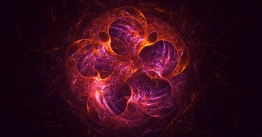 3D elle fraktal çizim. Soyut rengarenk teknoloji ışık arkaplanı oluşturma. İllüstrasyon Al tarafından oluşturulmadı.