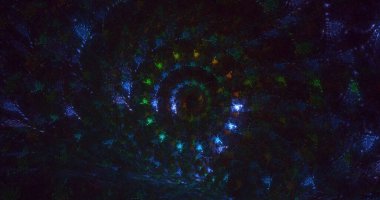 3D elle fraktal çizim. Soyut rengarenk teknoloji ışık arkaplanı oluşturma. İllüstrasyon Al tarafından oluşturulmadı.