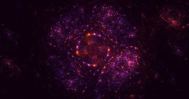 3D, soyut çok renkli fraktal ışık arkaplanı ve parlak merkez. Bu AI Generatd illüstrasyonu değil.