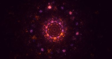 3D, soyut çok renkli fraktal ışık arkaplanı ve parlak merkez. Bu AI Generatd illüstrasyonu değil.