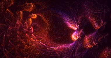 3D elle işleme teknolojisi soyut fraktal arkaplan. Bu AI Generatd illüstrasyonu değil.