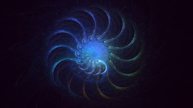 3D elle, soyut fraktal elektromanyetik arkaplan oluşturma. Bu AI Generatd illüstrasyonu değil.