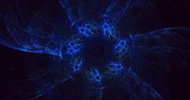 3D elle fraktal çizim. Soyut rengarenk teknoloji ışık arkaplanı oluşturma. İllüstrasyon Al tarafından oluşturulmadı.