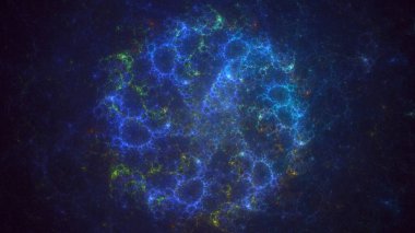 3D el yapımı soyut mavi fraktal ışık arkaplanı. Bu AI Generatd illüstrasyonu değil.