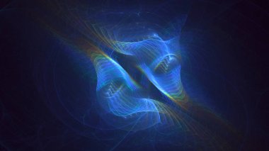 3D el yapımı soyut mavi fraktal ışık arkaplanı. Bu AI Generatd illüstrasyonu değil.