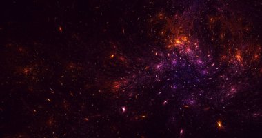 3D elle hazırlanmış soyut sevgililer günü kırmızı fraktal ışık arkaplanı. Bu AI Generatd illüstrasyonu değil.