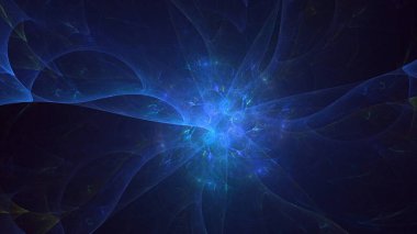 3D el yapımı soyut mavi fraktal ışık arkaplanı. Bu AI Generatd illüstrasyonu değil.
