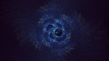 3D el yapımı soyut mavi fraktal ışık arkaplanı. Bu AI Generatd illüstrasyonu değil.