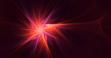 3D, soyut çok renkli fraktal ışık arkaplanı ve parlak merkez. Bu AI Generatd illüstrasyonu değil.