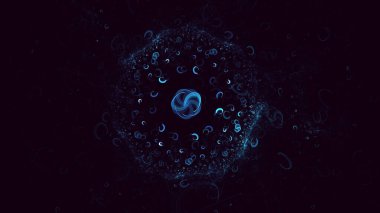 3D el yapımı soyut mavi fraktal ışık arkaplanı. Bu AI Generatd illüstrasyonu değil.