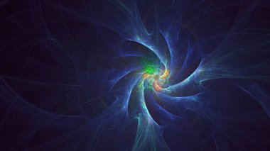 3D el yapımı soyut mavi fraktal ışık arkaplanı. Bu AI Generatd illüstrasyonu değil.