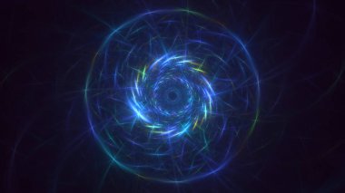 3D, soyut mavi fraktal ışık arkaplanı oluşturuluyor. Bu AI Generatd illüstrasyonu değil.