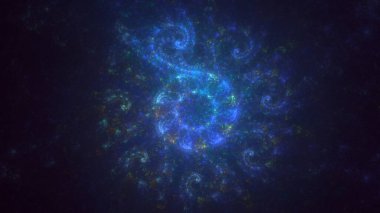 3D, soyut mavi fraktal ışık arkaplanı oluşturuluyor. Bu AI Generatd illüstrasyonu değil.