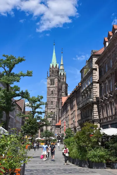 stock image Nuremberg, Germany - 12.07.2024: Nuremberg street photography. Nuremberg has a lot of beautiful historical buildings with lots of carvings and amazing unique architectural details.