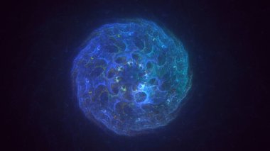 3D, soyut viral şekilli fraktal arkaplan oluşturma. Bu AI Generatd illüstrasyonu değil.