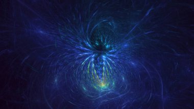 3D, soyut viral şekilli fraktal arkaplan oluşturma. Bu AI Generatd illüstrasyonu değil.