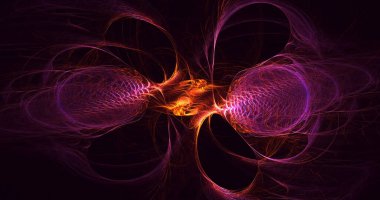 3D elle, soyut fraktal elektromanyetik arkaplan oluşturma. Bu AI Generatd illüstrasyonu değil.