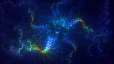 3D el yapımı soyut mavi fraktal ışık arkaplanı. Bu AI Generatd illüstrasyonu değil.