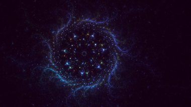 3D elle işleme teknolojisi soyut fraktal arkaplan. Bu AI Generatd illüstrasyonu değil.